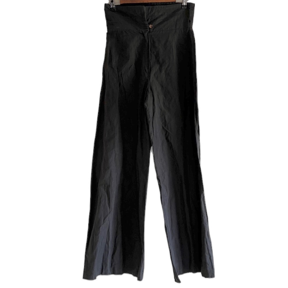 Sarah Pacini High Rise Dark Grey Metallic Wide Leg Pants